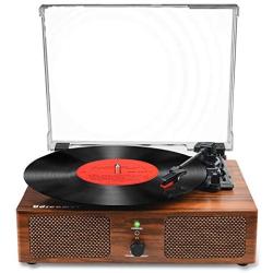 Vinyl Record Player Bluetooth Turntable with Built-in Speakers and USB Belt-Driven Vintage Phonograph Record Player 3 Speed for Entertainment and Home Decoration