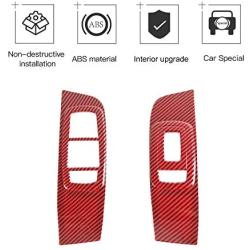 Window Lift Switch Button Panel Cover Trim Interior Accessories for Dodge Challenger 2015-2020 (Red Carbon Look)
