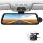Mirror Dash Cam Sony IMX Sensor Dash Camera for Cars, Backup Camera with Night Vision Full Laminated and Anti-Glare Display, 1080P Dual Dash Cam with Streaming Media (BOSCAM R2)