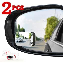 Car blind spot mirror 2PCS, rectangular frameless convex high-definition glass rearview mirror, 360°rotation adjustment, suitable for all cars, off-road vehicles, SUVs and trucks