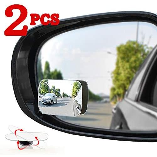 Car blind spot mirror 2PCS, rectangular frameless convex high-definition glass rearview mirror, 360°rotation adjustment, suitable for all cars, off-road vehicles, SUVs and trucks