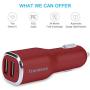 Tranesca 4.8A/24W 2 USB Port Car Charger Compatible with iPhone X 8 7 6S 6 Plus, 5 SE 5S 5 5C, Samsung Galaxy S9 S8 S7 S6 Edge, Note 8 4, LG G6 G5 V10 V20, HTC,Nexus, iPad Pro and More-Red Tranesca 4.8A/24W 2 USB Port Car Charger Compatible with iPhone X 8 7 6S 6 Plus, 5 SE 5S 5 5C, Samsung Galaxy S9 S8 S7 S6 Edge, Note 8 4, LG G6 G5 V10 V20, HTC,Nexus, iPad Pro and More-Red