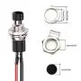 DaFuRui 10Pack Black 1A 250V AC 2 Pins SPST Normal Open Mini Momentary Push Button Switch with Pre-soldered Wires