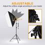 Yesker Softbox Photography Lighting Kit Continuous Photo Studio Equipment with 20x28 inch Reflector and 2 x E27 Socket 5500K Bulbs for Portraits Fashion Filming and Product Shooting