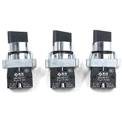 Antrader 3pcs ZB2-BE101 SPST 1NO 2 Pin 2 Position 22mm Latching Round Top Rotary Selector Switch AC 600V 10A