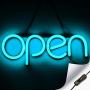 LED Neon Open Sign Light for Business with ON & Off Switch - Lightweight & Energy Efficient for Restaurants Offices Retail Shops Window Storefronts - Ice Blue