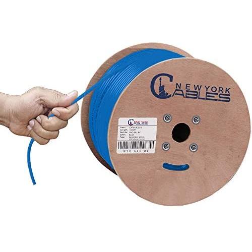 Newyork Cables Cat6A Riser (CMR) 1000ft - 23AWG 4 Pair Solid Bare Copper, 750MHz, Unshielded Twisted Pair (UTP), Available in Blue, White, Green, Black & Yellow Color