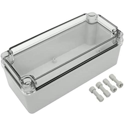 LMioEtool Waterproof Dustproof IP67 ABS Plastic Junction Box Universal Electric Project Enclosure Pale Gray with PC Transparent/Clear Cover 7.1x3.1x2.8 inch (180x80x70mm)