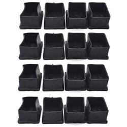 Antrader 16pcs Rectangle Shaped Furniture PVC Felt Pads Table Chair Leg Foot End Caps Covers Protectors, 1-3/5'' x 2-2/5'', Black