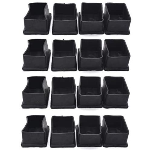 Antrader 16pcs Rectangle Shaped Furniture PVC Felt Pads Table Chair Leg Foot End Caps Covers Protectors, 1-3/5'' x 2-2/5'', Black