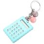 Serounder Mini Calculator, Portable Pocket Candy Color PVC 8 Digits Electronic Calculator with Silicone Buttons and Keychain Buckle for Children Students(Green)