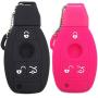 Ezzy Auto Black and Rose Silicone Rubber Key Fob Case Key Covers Key Jacket Skin Protectors fit for Mercedes Benz A B C E G R S Class