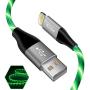 iCrius iPhone Charger Cable, [MFi Certified] 6ft Led Light Up Visible Flowing Lightning Cable Fast Charging Syncing Cord Compatible with iPhone 11 Pro Max XS XR X 8 7 Plus 6S 6 SE 5S and More (Green)
