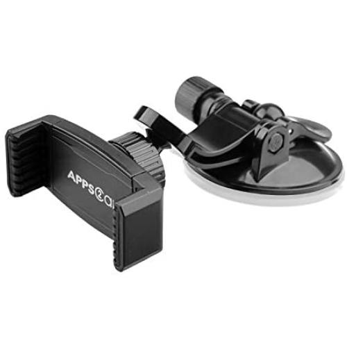 APPS2Car Suction Cup Phone Holder for Car with Adjustable Arm, Low Profile Dashboard Phone Mount Compact Windshield Window Dash Mobile Stand Compatible w/ All iPhone and Android Cell Phones