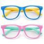 Zasun Kids Blue Light Blocking Glasses 2 Pack, UV Protection & Anti Eyestrain Computer Video Gaming Glasses for Kids Boys Girls Age 3-12 (Pink Green +Blue Yellow)