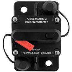 QWORK 50A Circuit Breaker with Manual Reset for Car Motor Marine Boat Audio