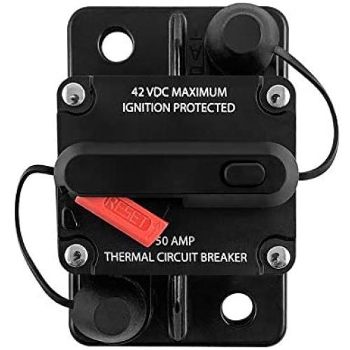 QWORK 50A Circuit Breaker with Manual Reset for Car Motor Marine Boat Audio