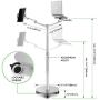 Viozon Tablet and Laptop Floor Stand, 2-in-1 Rolling Adjustable Dual arm, Applicable to3.5~6.7inch Phone and 7~13 Tablet Compatible with iPad Pro, iPad, Extra Tray Fits 12 to 17 Laptop/Notebook(S)