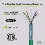 trueCABLE Cat6 Plenum Shielded (CMP), 1000ft, Green, 23AWG Solid Bare Copper, 550MHz, ETL Listed, Overall Foil Shield (FTP), Bulk Ethernet Cable