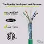 trueCABLE Cat6 Plenum Shielded (CMP), 1000ft, Green, 23AWG Solid Bare Copper, 550MHz, ETL Listed, Overall Foil Shield (FTP), Bulk Ethernet Cable