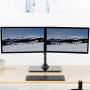 VIVO Freestanding Black Dual Monitor Stand with Sleek Glass Base and Adjustable Arms, Mounts 2 Screens up to 27 inch and 22 lbs Each, STAND-V002FG