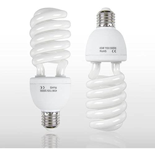 Emart Full Spectrum Light Bulb, 2 x 45W 5500K CFL Daylight for Photography Photo Video Studio Lighting