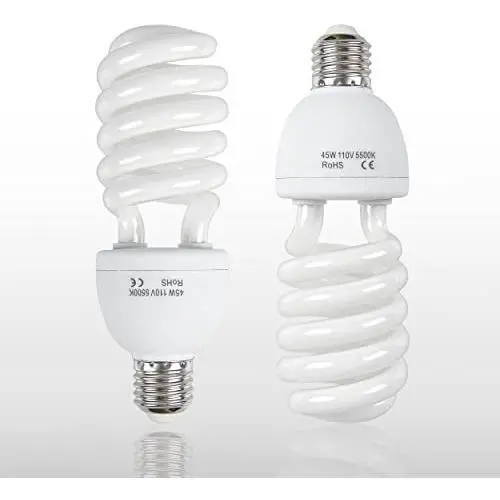 Emart Full Spectrum Light Bulb, 2 x 45W 5500K CFL Daylight for Photography Photo Video Studio Lighting