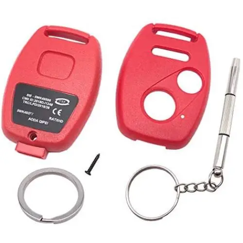 3 Buttons Replacement Key Fob Case Shell Fits for Honda Civic CR-V Fit Accord Crosstour Odyssey CR-Z Keyless Entry Remote Control Car Key Fob Cover (2 + 1 Buttons, Red)