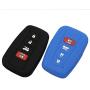 Lcyam Black Blue Soft Material Silicone 4 Button Key Fob Cover Case Fits for 2019 2020 2021 Toyota RAV4 XLE Camry Hybrid XSE Corolla Avalon Smart Key