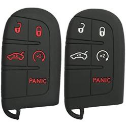 Alegender Qty(2) Rubber Smart Key Cover Case Holder for Jeep Grand Cherokee Chrysler 200 300 Dodge Durango Charger Challenger Journey 5 Buttons Remote Fob Key