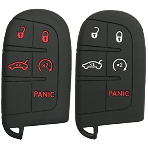 Alegender Qty(2) Rubber Smart Key Cover Case Holder for Jeep Grand Cherokee Chrysler 200 300 Dodge Durango Charger Challenger Journey 5 Buttons Remote Fob Key