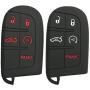 Alegender Qty(2) Rubber Smart Key Cover Case Holder for Jeep Grand Cherokee Chrysler 200 300 Dodge Durango Charger Challenger Journey 5 Buttons Remote Fob Key
