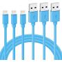 Quntis Lightning Cable Certificated 3 Pack 6ft iPhone Cord for iPhone X 8 8 Plus 7 7 Plus 6s 6s Plus 6 6 Plus SE 5s 5c 5 iPad Mini iPad Air iPad Pro iPod and More - Blue