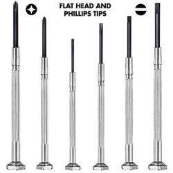 6PCS Mini Screwdriver Set with Case, Precision Screwdriver Kit with 6 Different Size Flathead and Phillips Screwdrivers, Perfect mini Screwdriver Bits for Jewelry, Watch, Eyeglass Repair.