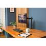 Rocelco Premium Desk Computer Monitor Mount - VESA Pattern Fits 13'' - 32'' LED LCD Single Flat Screen - Double Articulated Full Motion Adjustable Arm - Grommet and C Clamp - Black (R DM1)