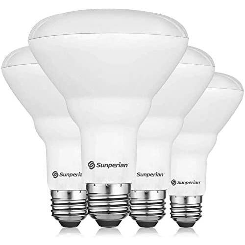 Sunperian BR30 LED Bulb, 8.5W=65W, 6500K Ultra Daylight, 800 Lumens, Dimmable Flood Light Bulbs for Recessed Cans, Enclosed Fixture Rated, Damp Rated, UL Listed, E26 Standard Base (4 Pack)