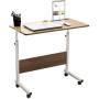 SDHYL 31.5 inches Adjustable Work Stand Mobile Side Desk with Tablet and Mobile Phone Slot Portable Workstation Student Desk Small Snack Table, Bed and Couch Desk, Oak, S7-ZS-05#3-80OK