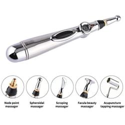 Lazer Acupuncture Pen with 5 Massage Head Function, Electronic Acupuncture Pen 9 Grades Adjustable Meridian Pen Energy Pen Heal Massage Pen for Therapy Relief Pain Facial liftingTool