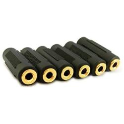 3.5mm Stereo Jack to 3.5mm Stereo Jack Female to Female Adapter Connector Gold Plated (6 Pack)