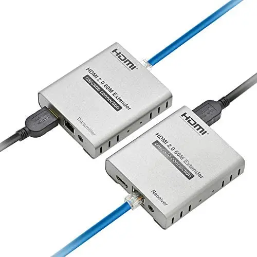 Expert Connect | 4K@60HZ HDMI 2.0 Extender Over Cat5e / Cat6 / Cat7 Ethernet Cable Up to 200ft & 4K@30Hz / 1080p Up to 400ft | HDR, YUV 4:4:4, HDCP 2.2 | Loop-Out, IR Control, Cascading