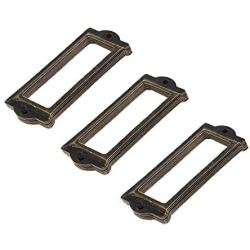 Antrader 3.3'' x 1.2'' Metal Drawer Tag Label Holder Frame Pull Handles for Office Library File Cabinet Pack of 24