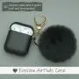 CTYBB for Airpod Case,Silicone Airpods Case Cover with Fur Ball Keychain Compatible with Apple Airpods 2/1 (Front LED Visible) Black