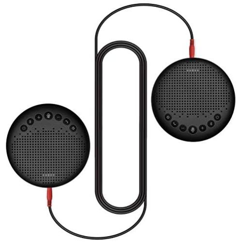 Luna Speakerphone+Daisy Chain Cable - Luna Computer Speaker with Microphone 2pcs w/Cable, Conference Microphone for Home Office & Meeting up to 12 People, Speakerphone Idea for Business Gift Black