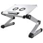 Ergonomic Portable Laptop Stand Table Desk Foldable Lap Tray for Bed Sofa Fully Adjustable Height and Angle Laptop Riser with USB Fans for Work from Home or Travel(Silver)