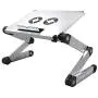 Ergonomic Portable Laptop Stand Table Desk Foldable Lap Tray for Bed Sofa Fully Adjustable Height and Angle Laptop Riser with USB Fans for Work from Home or Travel(Silver)
