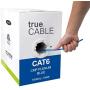 trueCABLE Cat6 Plenum (CMP), 1000ft, Blue, 23AWG 4 Pair Solid Bare Copper, 550MHz, ETL Listed, Unshielded Twisted Pair (UTP), Bulk Ethernet Cable
