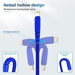 3Pack iPhone Charger Cable 1Ft, CABEPOW 1 Foot Short Lightning to USB-A 2.4A Fast Charging Cord with 1 Feet Premium Nylon Braid Wire for iPhone 11/11Pro/X/XS/XR/XS Max/8/7/6/5S/SE/SE 2020 - Blue