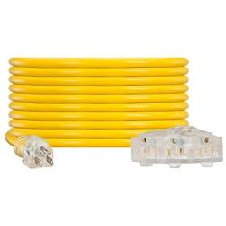 NC XQIN Heavy Duty Extension Cord 25 ft UL Listed 12 Gauge Extension Cord Indoor Outdoor Extension Cord- 12/3 SJTW Lighted Triple Outlet Extension Cord 3 Prong Extension Cord