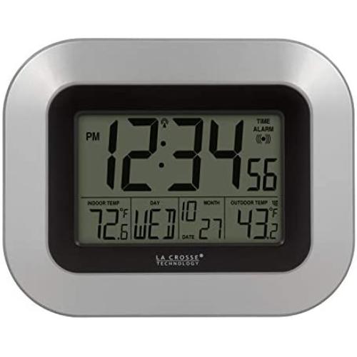 La Crosse Technology WS-8115U-S-INT Atomic Digital Wall Clock with Indoor and Outdoor Temperature