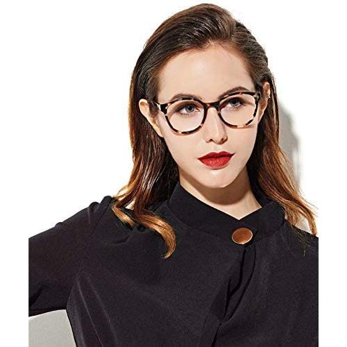Blue Light Blocking Computer Glasses Round for Men/Women Anti Eyestrain Anti Glare Lens Lightweight Frame Eyeglasses Tortoise Frame UV400 Protection Clear Lens (No Magnification)